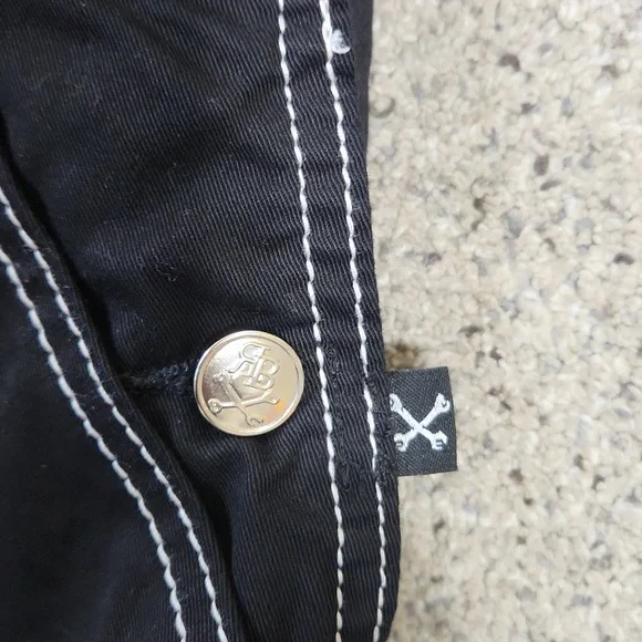 Royal Bones Daang Goodman Black Overalls Shorts Grunge Punk Goth Size Small - Picture 8 of 11